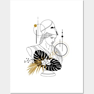 Athena (Minerva). Creative Illustration In Geometric And Line Art Style Posters and Art